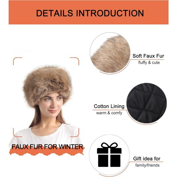 Women's Nature Winter Faux Fur Cossak Russian Style Hat Warm Cap - Picture 2 of 7